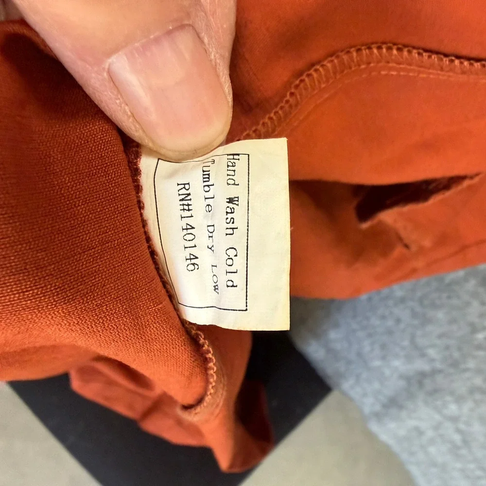 Womens Large Rust Orange Utility Coat Trench LONG Drawstring Long Rayon BBY1002 - Picture 10 of 16